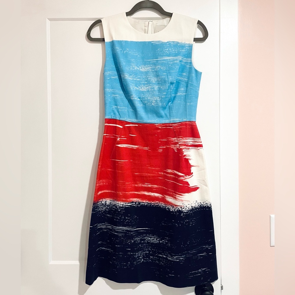 Lands' End Painted Canvas Color Block Dress sz 8